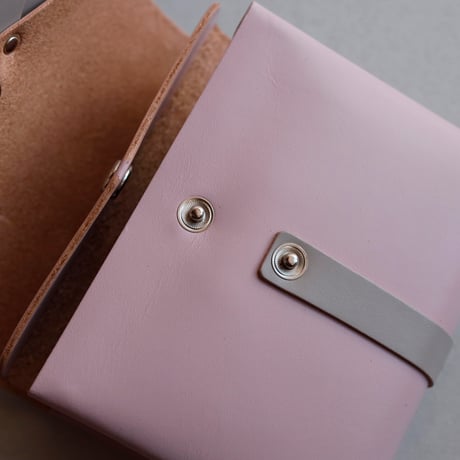 [archive]  シワ・黒点あり リボン ショートウォレット ピンクxグレージュ/ ribbon short wallet #pink x greige