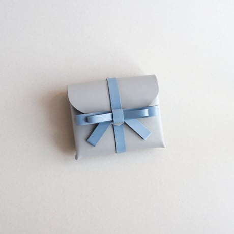 [sou series]  リボン ショートウォレット ストーングレーxグレーブルー/ ribbon short wallet #stone gray x gray blue