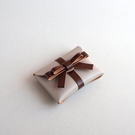 [ sou series] リボンカードケース＃グレージュxブラウン / ribbon card case #greige x brown