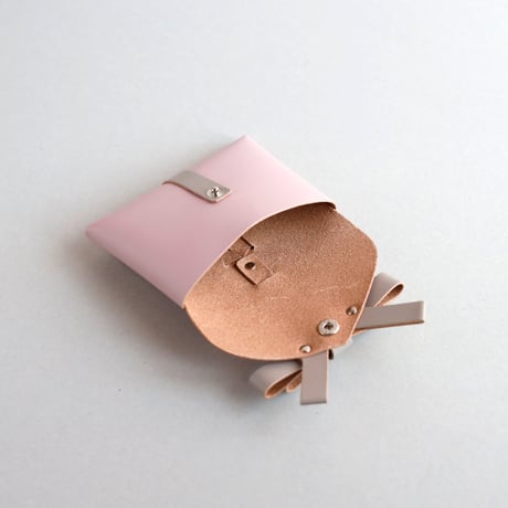 [ sou series] リボンカードケース＃ピンクxグレージュ / ribbon card case #pink x greige