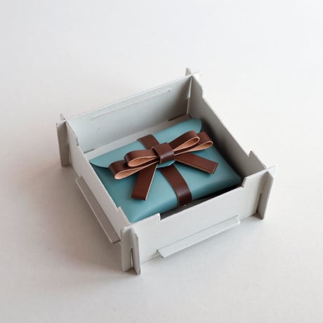 [ sou series] リボンカードケース＃スモーキーミントxブラウン / ribbon card case #smoky mint x brown