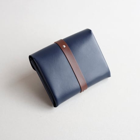 [sou series]  リボン ショートウォレット ネイビーxブラウン/ ribbon short wallet #navy x brown