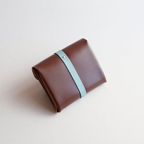 [sou series]  リボン ショートウォレット ブラウンxスモーキーミント/ ribbon short wallet # brown x smoky mint
