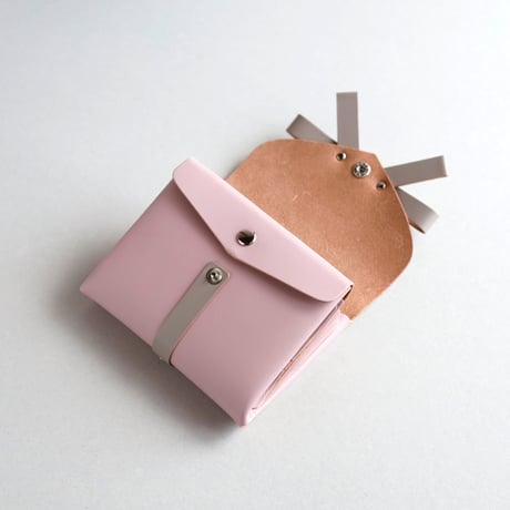 [sou series]  リボン ショートウォレット ピンクxグレージュ/ ribbon short wallet #pink x greige