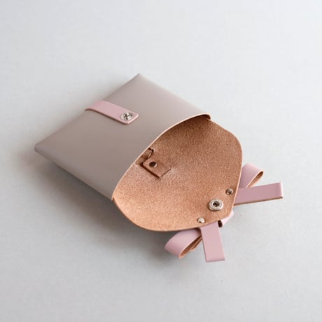 [ sou series] リボンカードケース＃グレージュxピンク / ribbon card case #greige x pink