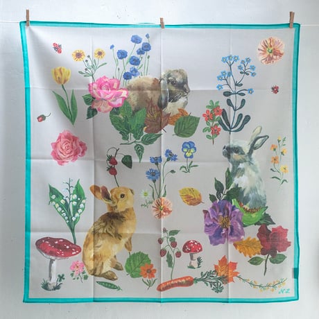 Nathalie Lété　Large Handkerchief　Rabbits