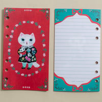 Yumi Kitagishi Refillable Memo Pad, Bible Size, Red & Black lace Set