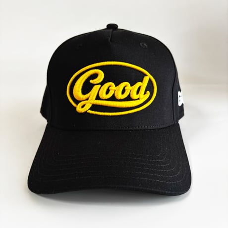 GC-GOOD 3D OVAL LOGO A-FRAME CAP  – BLACK/YELLOW.    M/L-L/XL SIZE GC-54