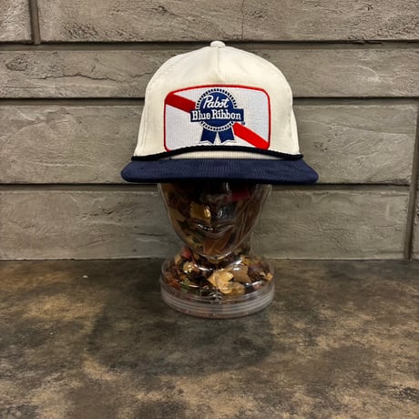 USA買付 PABST BLUE RIBBON CORDUROY ROPE GOLF SNAPBACK CAP WHITE / NAVY　US-97
