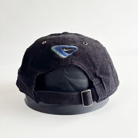 90s DEADSTOCK NIKE CORDUROY STRAPBACK CAP – BLACK / BLUE  GV-35