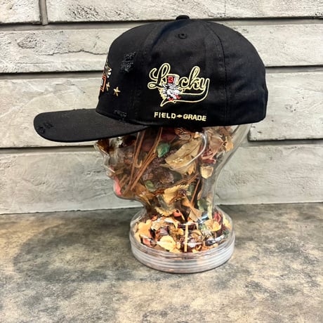 USA買付　FIELD GRADE BORN ALONE BIKER CLUB DISTRESSED SNAPBACK CAP / BLACK　US-105