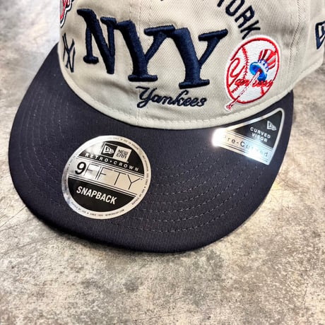 USA買付　NEW ERA 9FIFTY RETRO CROWN NEW YORK YANKEES COOPERSTOWN MULTI LOGO CREAM / NAVY　NEWERA-118