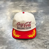AAMERICAN NEEDLE × Coca-Cola “Social Club” Club Captain Cap — Ivory / Red　AN-37