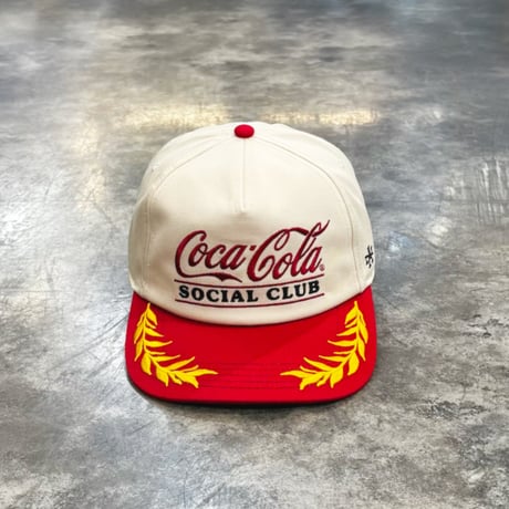 AAMERICAN NEEDLE × Coca-Cola “Social Club” Club Captain Cap — Ivory / Red　AN-37