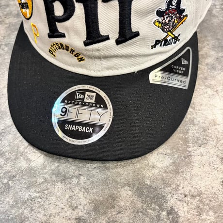 USA買付　NEW ERA 9FIFTY RETRO CROWN PITTSBURGH PIRATES COOPERSTOWN MULTI LOGO CREAM / BLACK　NEWERA-117