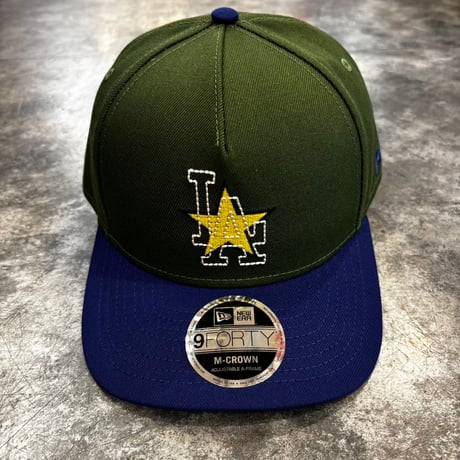 USA買付 LOS ANGELES DODGERS  STAR 9FORTY M-CROWN A-FRAME SNAPBACK CAP – DARK GREEN / ROYAL　NEWERA-100