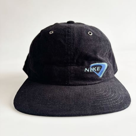 90s DEADSTOCK NIKE CORDUROY STRAPBACK CAP – BLACK / BLUE  GV-35