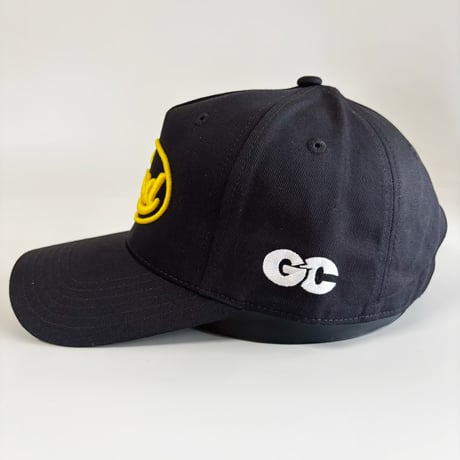 GC-GOOD 3D OVAL LOGO A-FRAME CAP  – BLACK/YELLOW.    M/L-L/XL SIZE GC-54