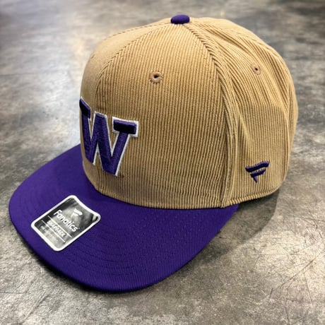 USA買付　Fanatics WASHINGTON HUSKIES CATCHER CORDUROY SNAPBACK CAP TAN × PURPLE　US-107