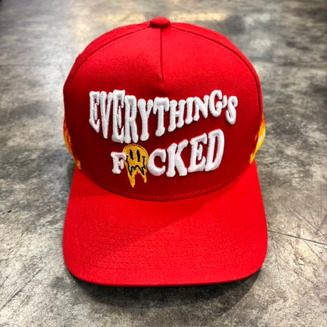 USA買付　FIELD GRADE EVERYTHING'S F*CKED FLAME SNAPBACK CAP RED　US-106