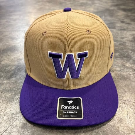 USA買付　Fanatics WASHINGTON HUSKIES CATCHER CORDUROY SNAPBACK CAP TAN × PURPLE　US-107