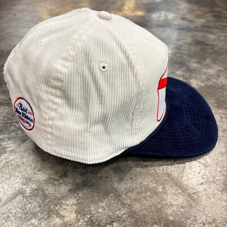 USA買付 PABST BLUE RIBBON CORDUROY ROPE GOLF SNAPBACK CAP WHITE / NAVY　US-97