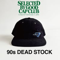 90s DEADSTOCK NIKE CORDUROY STRAPBACK CAP – BLACK / BLUE  GV-35