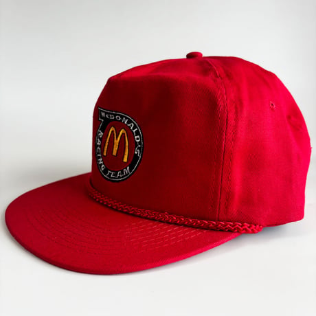 USA買付　VINTAGE McDONALD’S RACING TEAM ROPE SNAPBACK CAP – RED　GV-19