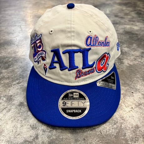 USA買付　NEW ERA 9FIFTY RETRO CROWN ATLANTA BRAVES MULTI LOGO 75TH  CREAM / ROYAL BLUE　NEWERA-116