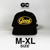 GC-GOOD 3D OVAL LOGO A-FRAME CAP  – BLACK/YELLOW.    M/L-L/XL SIZE GC-54