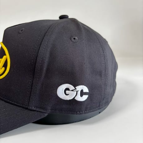 GC-GOOD 3D OVAL LOGO A-FRAME CAP  – BLACK/YELLOW.    M/L-L/XL SIZE GC-54