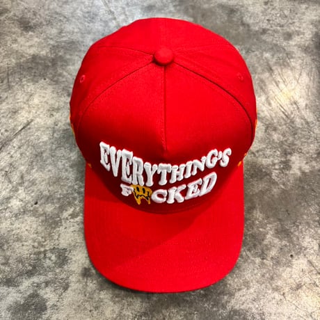USA買付　FIELD GRADE EVERYTHING'S F*CKED FLAME SNAPBACK CAP RED　US-106