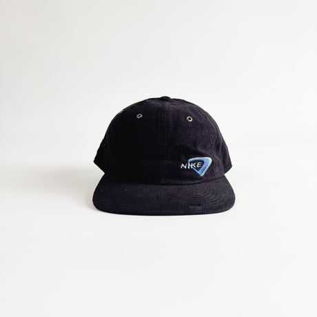 90s DEADSTOCK NIKE CORDUROY STRAPBACK CAP – BLACK / BLUE  GV-35