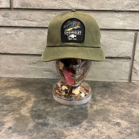 AAMERICAN NEEDLE × CHEVROLET FISH PATCH CAP / OLIVE　AN-41