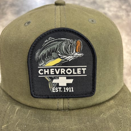 AAMERICAN NEEDLE × CHEVROLET FISH PATCH CAP / OLIVE　AN-41