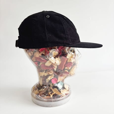 90s DEADSTOCK NIKE CORDUROY STRAPBACK CAP – BLACK / BLUE  GV-35