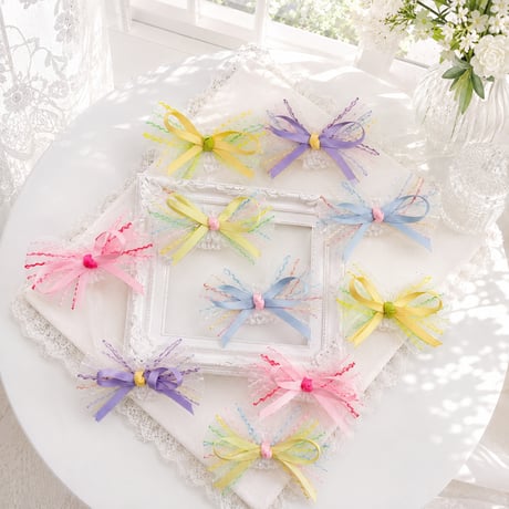 カラフルボーダーリボン🎀ストレッチチョーカー／10本