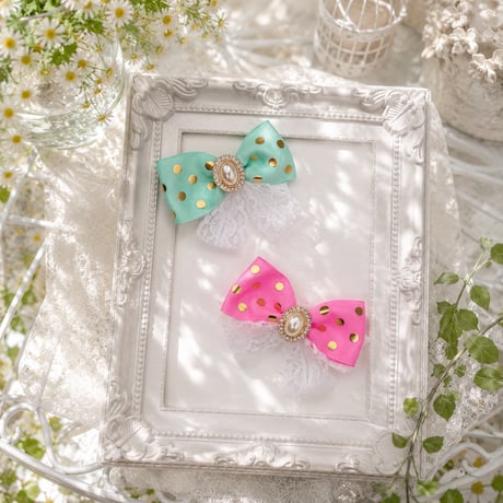 ジュエルドットリボン🎀ストレッチチョーカー／10本