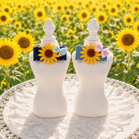 デニム向日葵🌻ストレッチチョーカー／10本