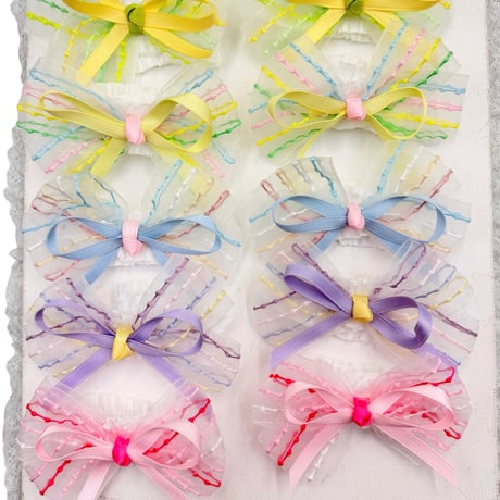 カラフルボーダーリボン🎀ストレッチチョーカー／10本