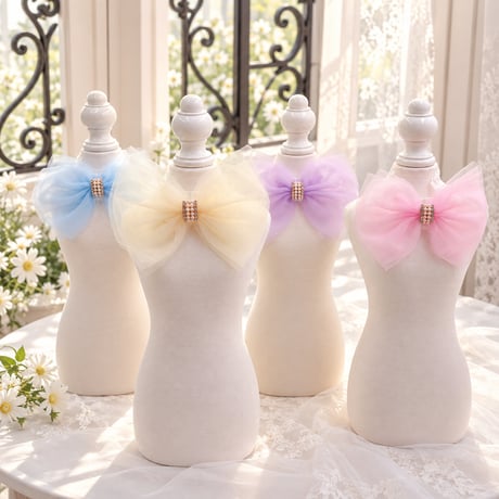 tutuパールリボン🎀ストレッチチョーカー／10本