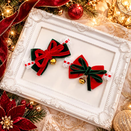 Xmas／ベルベットベルリボン🔔ストレッチチョーカー／10本