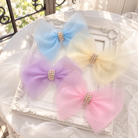 tutuパールリボン🎀ストレッチチョーカー／10本