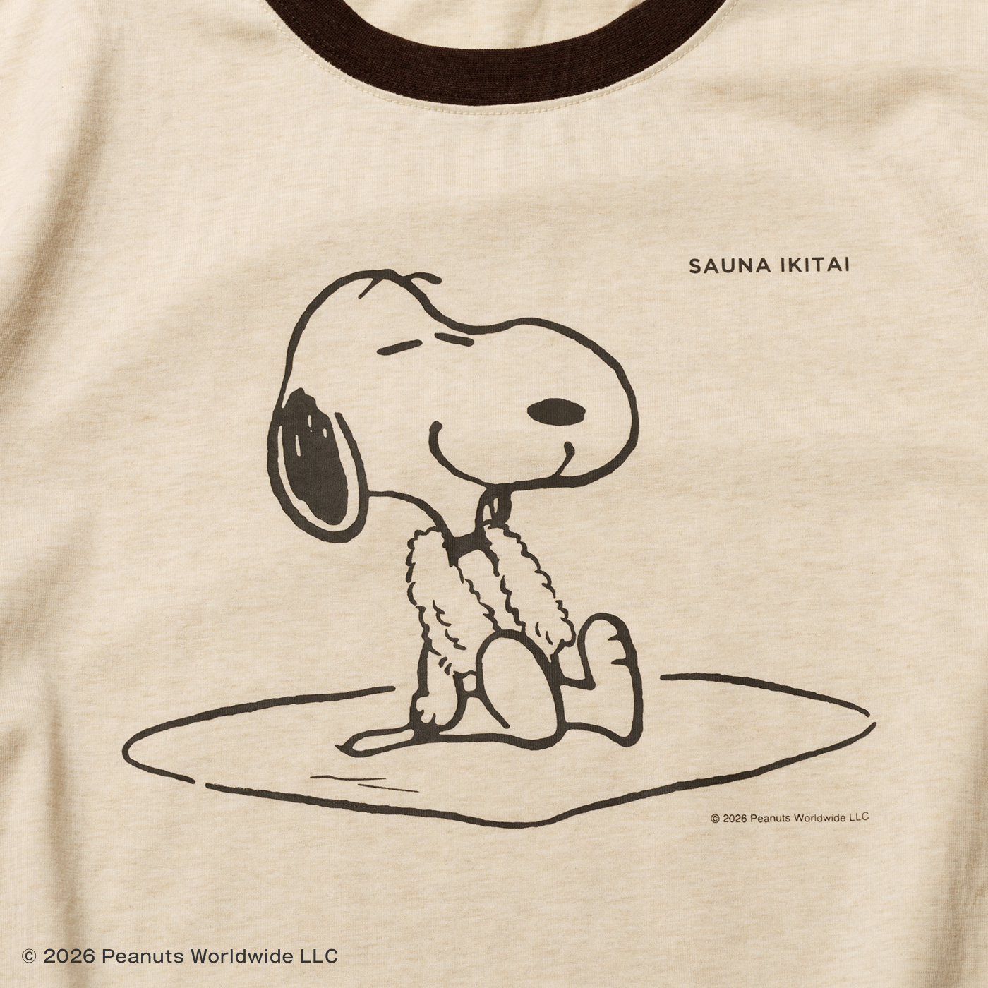 PEANUTS×サウナイキタイ リンガーTシャツ（ベージュ） | サウナ