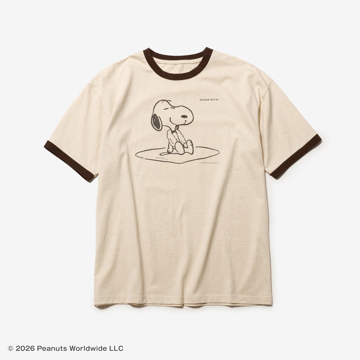 PEANUTS×サウナイキタイ リンガーTシャツ（ベージュ） | サウナ