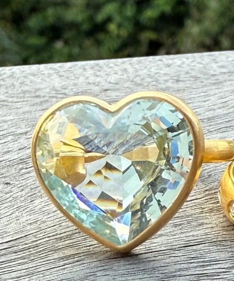 Hima ヒマ 22kgold 大粒 ハート アクアマリン♡ リング