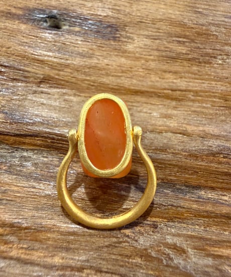 Hima ヒマ 22kgold オレンジ グミベア カーネリアン リング