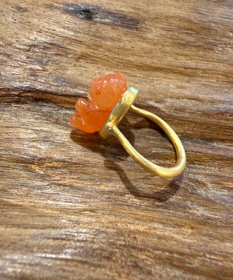Hima ヒマ 22kgold オレンジ グミベア カーネリアン リング
