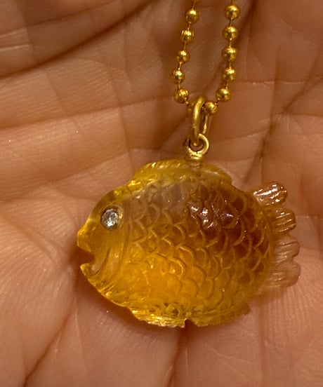 Hima ヒマ 22Kgold シトリン たい焼き 💎ダイヤモンドeye ペンダント