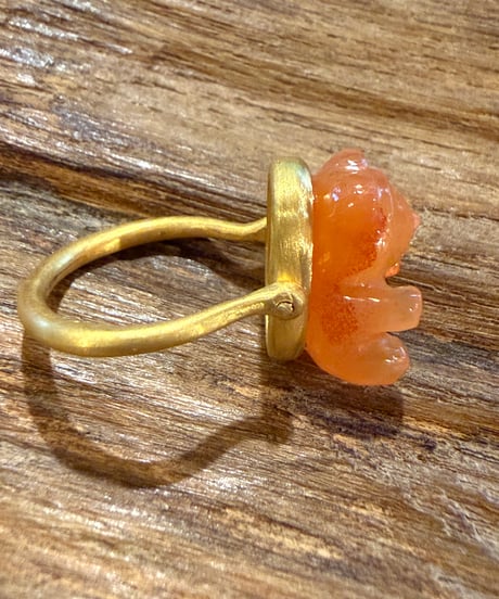 Hima ヒマ 22kgold オレンジ グミベア カーネリアン リング
